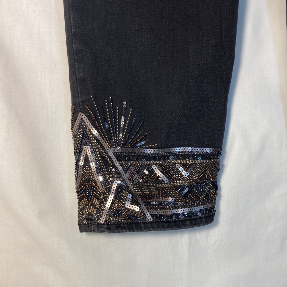 Chico's Black Boyfriend Jeans with Silver Embellishments - Picture 5 of 13